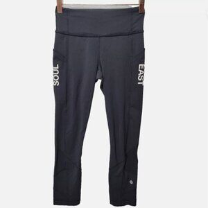 Lululemon x Soulcycle Leggings Womens 2 Black East Soul Skull Crossbones Cropped